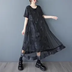 大きいサイズ ワンピース　シアー　春夏　 新品 半袖　秋　メッシュks