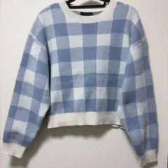 DAZY ギンガムパターンドロップショルダーオーバーサイズセーター