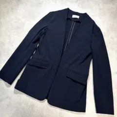 PLST プラステ ノーカラージャケット ネイビー XS マルチストレッチのサムネイル