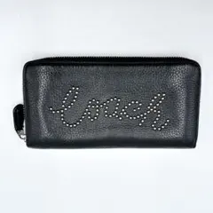 美品✨️ COACH コーチ ラウンドジップ 長財布 レザー スタッズ ブラック