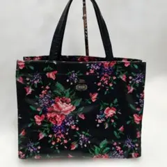 美品　FEILER/フェイラー　ビニールトートバック　ハンドバック　花柄　黒のサムネイル