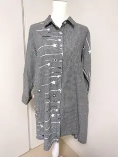 星×ストライプ　チュニック　ワンピース　M～Lサイズ