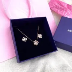 ネックレス ピアス セット ピンクゴールド クリスタル クローバー プレゼント