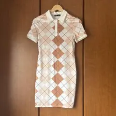 【shein】アーガイル柄 半袖ポロワンピース