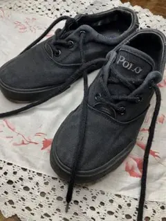 Polo Ralph Lauren キッズ スニーカー ブラック 黒 キャンバス