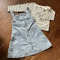 プチバトー　デニムジャンバースカートとトップスセット　100 110 4T 5T