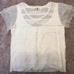 値下げ　Tシャツ　チュール　レース　ドットのサムネイル