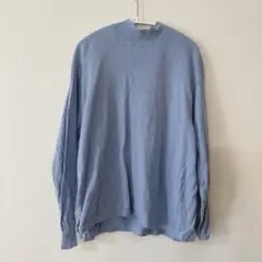 パラスパレス 麻コットン 長袖 カットソー 薄手セーター ライトブルー