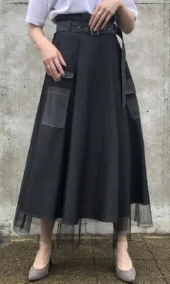 カーゴロングスカート ブラック