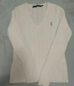 【RALPH LAUREN SPORTS】Vネックニット ケーブル編み