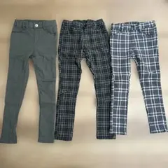 キッズ ロングパンツ 3点セット 無地 チェック柄のサムネイル