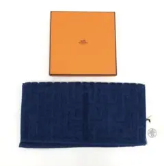 HERMES Hロゴ タオルハンカチ ネイビー - メルカリ