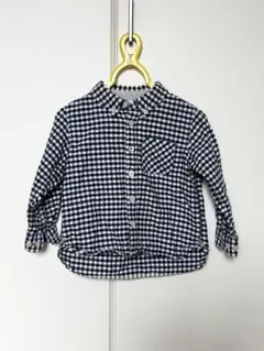 無印良品　キッズ　ギンガムチェックシャツ　ネイビー　100