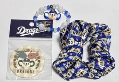 野球 中日ドラゴンズ ドアラ シュシュ ブレスレット 缶バッジ 3個セット