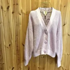 【エイチアンドエム】カーディガン　羽織り　Ｖネック　オーバーサイズ　ピンク系