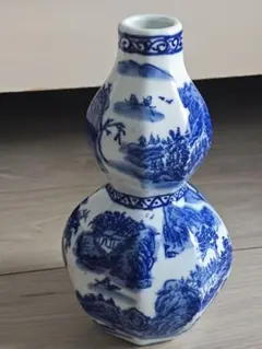 山水瓢箪八角瓶