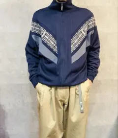 トラックジャケット ジャージ ネイビー 切替デザイン ユーロ L 紺