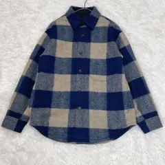 ユニクロ UNIQLO オーバーシャツジャケット チェック 紺 青