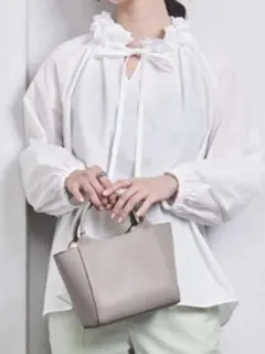 UNITED ARROWS オーガンジー フリル リボン ブラウス