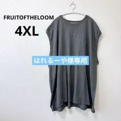フルーツオブザルーム ノースリーブ ラウンドネック 無地 4XL 灰色 綿のサムネイル