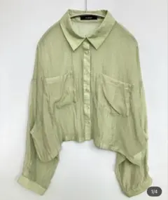 w closet ライトグリーン クロップドシャツ