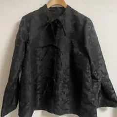 HARE ジャガードリボンシャツ ブラック ブラウス