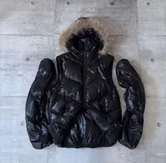 ブラックダウンジャケット ファー付き