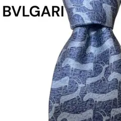 BVLGARI ブルガリ ネクタイ ブルー ネイビー 総柄 セッテピエゲ