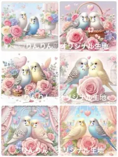 パネル生地　薔薇とセキセイインコ　先着5枚　10/4