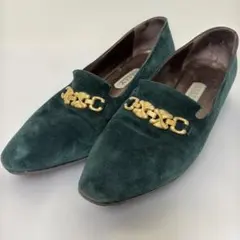 BALLY ダークグリーン スエード ローファー ビンテージ