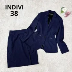 インディヴィ スーツセットアップ ストライプ ネイビー ストレッチ レディース