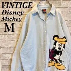 【90sヴィンテージ】ディズニー ミッキーマウス デニムシャツ レディースMのサムネイル