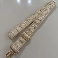 インド刺繍リボンスマホショルダー　生成り