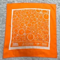 自転車柄　バンダナ　インテリアクロス　タペストリー　チャーム　スカーフ　オレンジのサムネイル