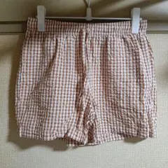 UNIQLO　オレンジと白のチェック柄ショートパンツのサムネイル
