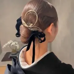 2.5cm幅 2m ベロアリボン黒 成人式 卒業式 ヘアアクセサリー フォーマル