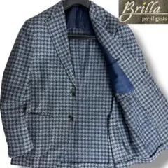 J5224 美品 ブリッラペルイルグスト ビッグハウンドトゥース絹麻ジャケット 2026年最新】Brilla per il gusto 素材：ウール(スーツ地) メンズ