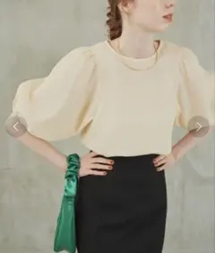 hinari パフスリーブシャーリングブラウス