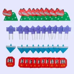 折り紙 ハンドメイド 壁面飾り リース お正月セット① 獅子舞 凧 コマ だるま