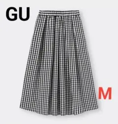 GU タックフレアミディスカート(ギンガム)