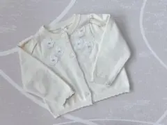 アプレレクール カーディガン アイボリー 80 フラワー 女の子