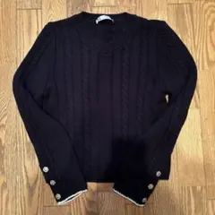 ZARA vネック　ネイビー　ニット　Mサイズ
