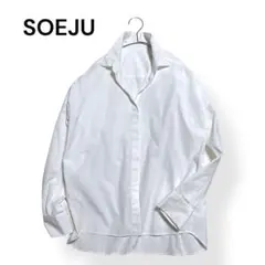 SOÉJU ソージュ バンドカラーロングシャツ ストライプ 黒×白 F - メルカリ