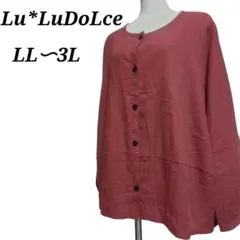 【美品】大きいサイズ ルルドルチェ クルーネックドルマン リネンブレンド シャツ