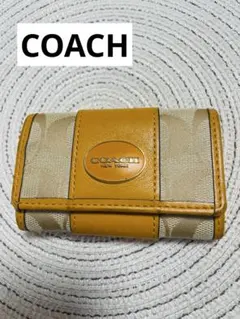 コーチ シグネチャー 6連 キーケース レディース イエロー