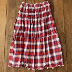 サマンサモスモス　シャーリングティアードスカート　レッド　フリーサイズ