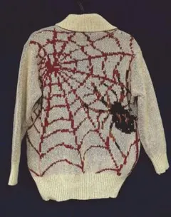 アメカジロカビリー蜘蛛の巣スパイダーZIPニットセータークリーム 