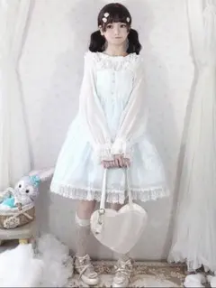 ロリータ　水色　ブルー　貝殻　シフォン　甘ロリ　jsk