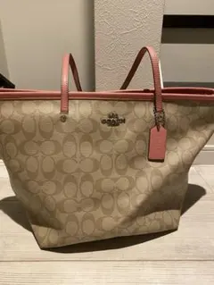 COACH トートバッグ ベージュ ピンク