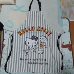 ハローキティ ストライプエプロン 大人用